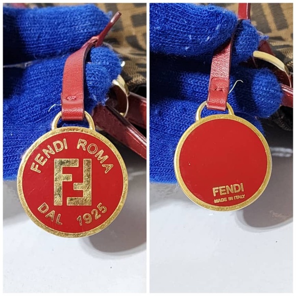 Authentic FENDI Zucca Print Canvas Medium Tote Bag Brown/Burgundy - Picture 3 of 16